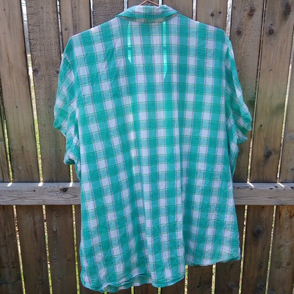 Riders By Lee Short Sleeve Plaid Button Down Shirt Top - Picture 9 of 12
